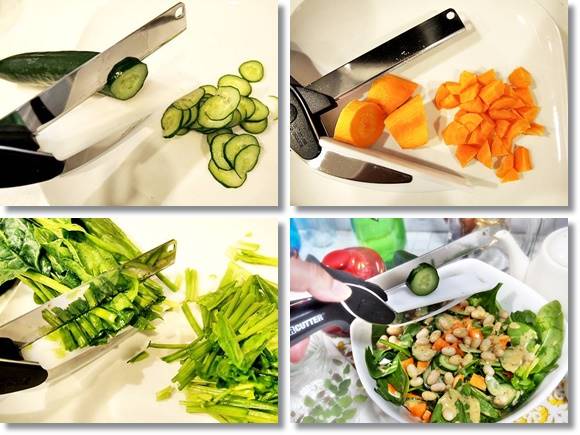 クレバーカッター　サラダ　きゅうり　にんじん　ほうれん草