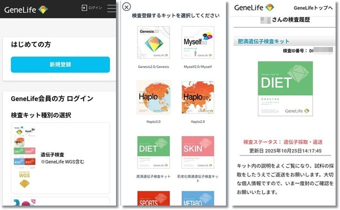 GeneLife　ジーンライフ　遺伝子検査　ダイエット　結果　スマホ　パソコン　データ